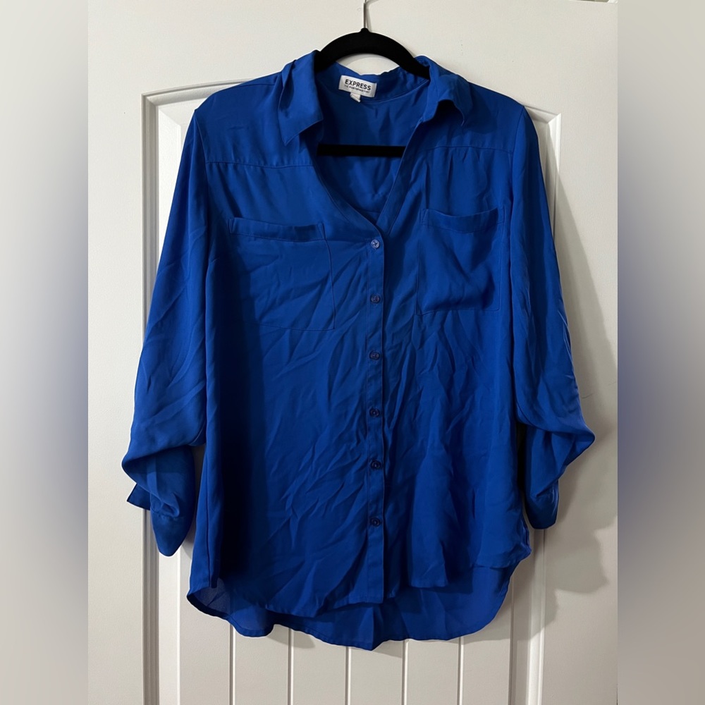EXPRESS The Portofino Shirt Royal Blue Blouse